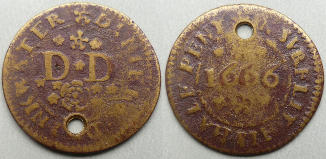 Surfleet, Daniell Drinkwater 1666 halfpenny